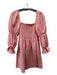 Reformation Size M Pink Linen Square Neck smocked Long Puff Sleeve Dress Pink / M