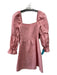 Reformation Size M Pink Linen Square Neck smocked Long Puff Sleeve Dress Pink / M