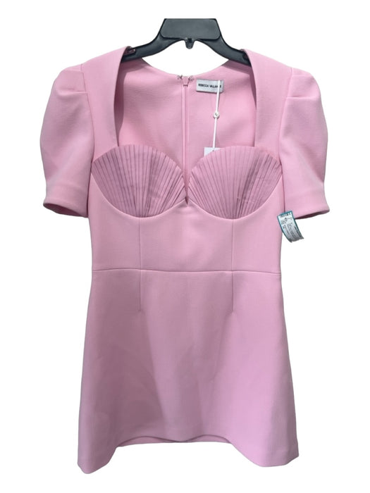 Rebecca Vallance Size 14 Pink Polyester Puff 1/2 Sleeve Pleated Cup Sheath Dress Pink / 14