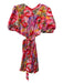 AMUR Size 12 Red & Multi Polyester Abstract Floral Puff 1/2 Sleeve Cut Out Dress Red & Multi / 12