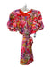 AMUR Size 12 Red & Multi Polyester Abstract Floral Puff 1/2 Sleeve Cut Out Dress Red & Multi / 12