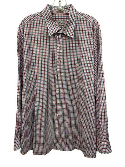 Peter Millar Size XXL White & Multi Cotton Plaid Button Up Long Sleeve Shirt White & Multi / XXL