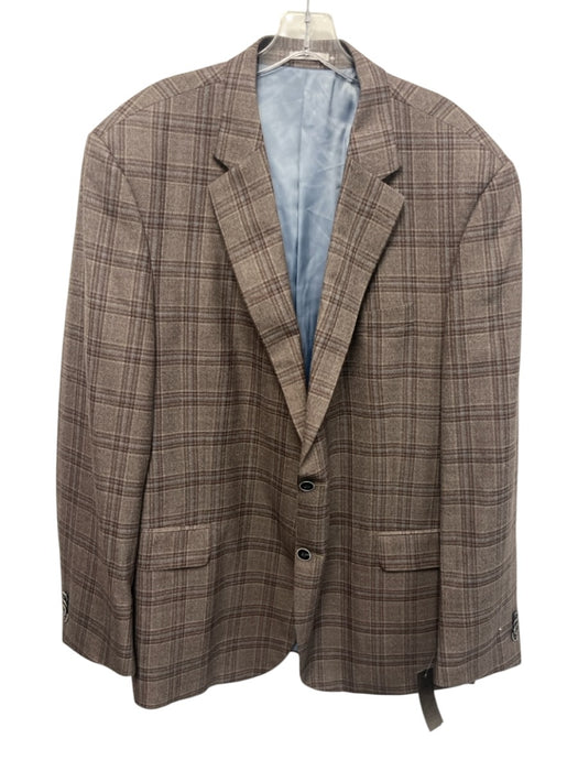 Peter Millar Brown Wool Plaid 2 Button Men's Blazer Brown / 50T