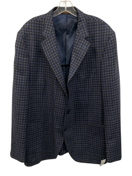 Peter Millar Gray & Blue Wool Plaid 2 Button Men's Blazer Gray & Blue / 48T