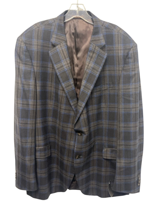 Peter Millar Brown & Blue Wool Plaid 2 Button Men's Blazer Brown & Blue / 48T