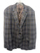 Peter Millar Brown & Blue Wool Plaid 2 Button Men's Blazer Brown & Blue / 48T