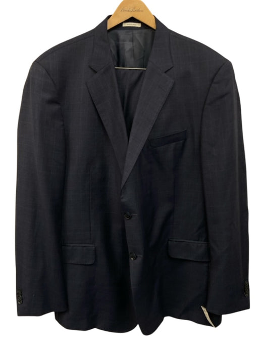 Peter Millar Blue Wool Plaid 2 Button Men's Suit Blue / est 50t