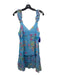 Loveshackfancy Size 8 Blue & Multi Viscose Floral V Neck Ruffle Straps Dress Blue & Multi / 8