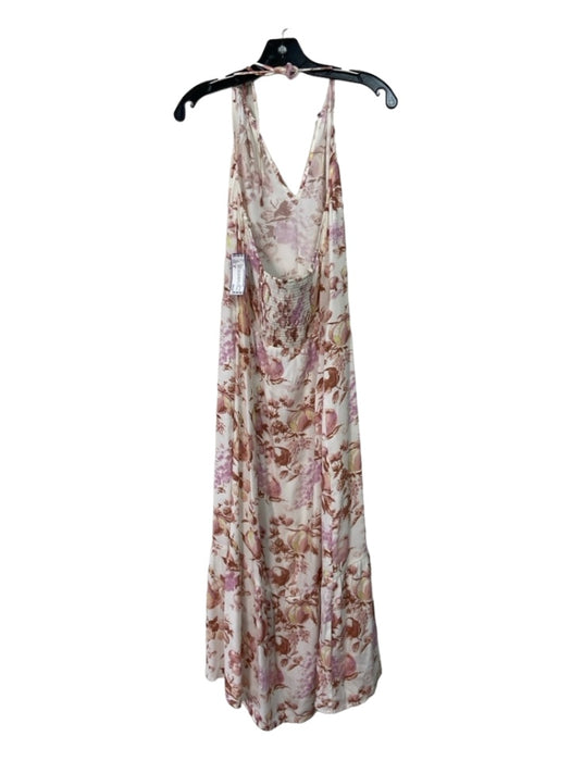 Paige Size M White & Pink Viscose Blend Floral Halter Sleeveless Maxi Dress White & Pink / M