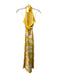 Diane Von Furstenberg Size M Yellow & White Viscose Halter Abstract Knit Dress Yellow & White / M