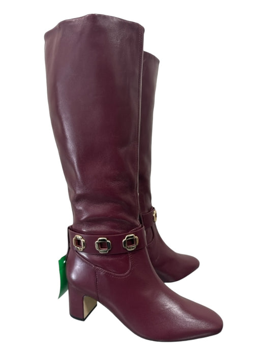 Larroude Shoe Size 8.5 Merlot Leather Gold hardware Almond Toe Buckle Boots Merlot / 8.5