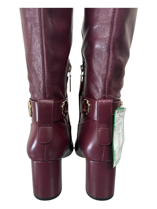 Larroude Shoe Size 8.5 Merlot Leather Gold hardware Almond Toe Buckle Boots Merlot / 8.5