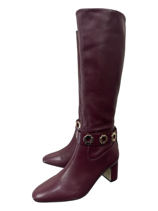 Larroude Shoe Size 8.5 Merlot Leather Gold hardware Almond Toe Buckle Boots Merlot / 8.5