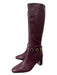 Larroude Shoe Size 8.5 Merlot Leather Gold hardware Almond Toe Buckle Boots Merlot / 8.5