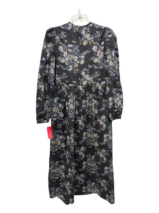 Hyacinth House Size XS Brown, Green, Orange Cotton Long puff sleeve Floral Dress Brown, Green, Orange / XS