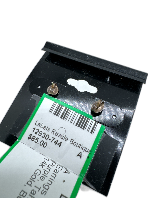 Purple Tahitian Pearl Post Back Button 14k Gold Earrings Purple