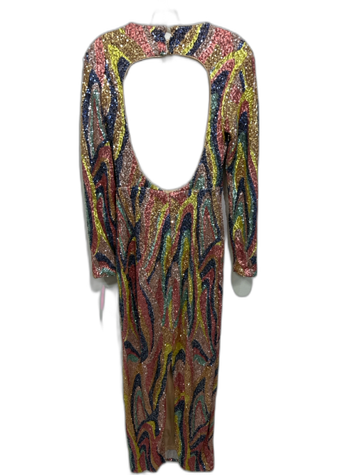 Aqua Size S Blue, Pink & Multi Polyester & Spandex Long Sleeve Abstract Dress Blue, Pink & Multi / S