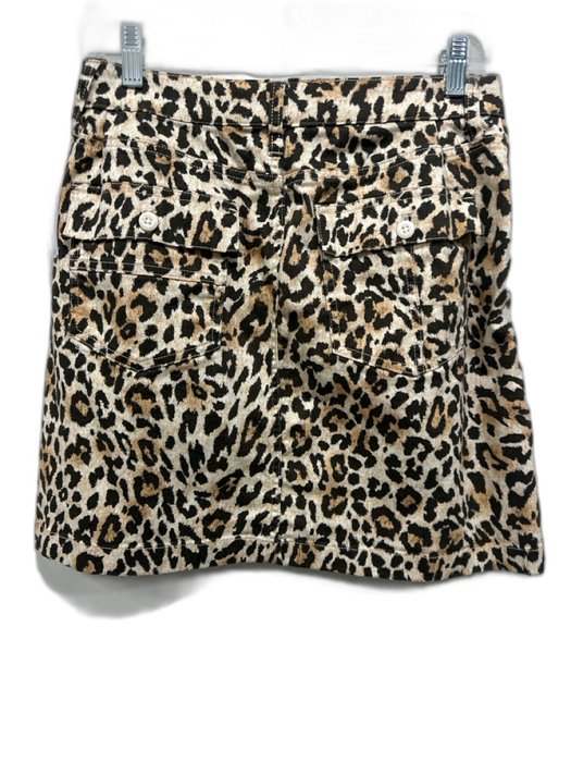 J. Crew Size S Tan & black Cotton Blend Zip & Button Leopard Above knee Skirt Tan & black / S