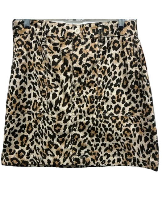 J. Crew Size S Tan & black Cotton Blend Zip & Button Leopard Above knee Skirt Tan & black / S