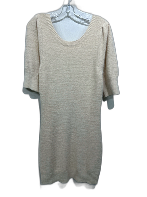Anthropologie Size M Cream Nylon & Cotton Heathered Knit Keyhole Back Dress Cream / M