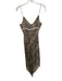 Henri Bendel Size 8 Brown & Cream Rayon Beaded Strap Spaghetti Strap Dress Brown & Cream / 8