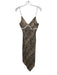 Henri Bendel Size 8 Brown & Cream Rayon Beaded Strap Spaghetti Strap Dress Brown & Cream / 8