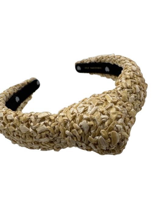 Lele Sadoughi Beige Raffia Woven Knot Detail Headband Beige