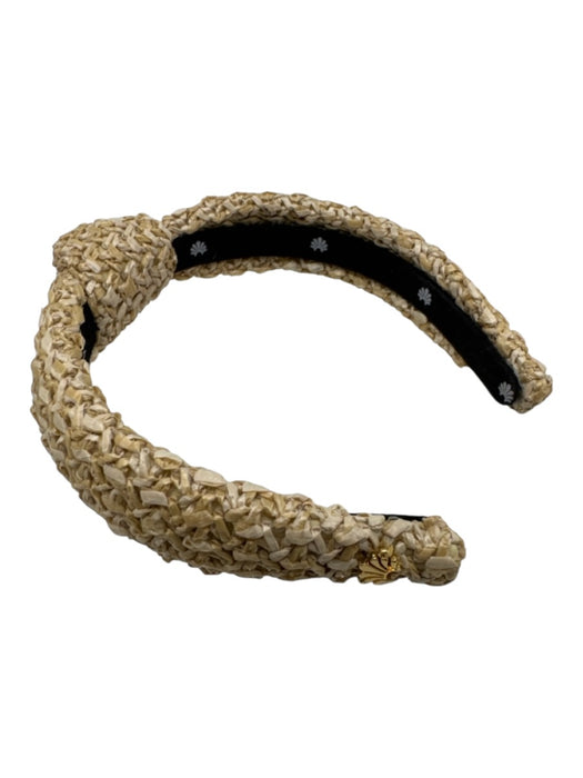 Lele Sadoughi Beige Raffia Woven Knot Detail Headband Beige