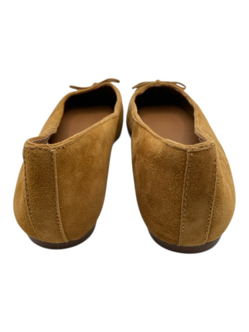 Madewell Shoe Size 8.5 Tan Leather Upper Suede Bow Applique Pump Round Toe Flats Tan / 8.5