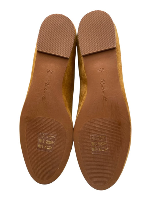 Madewell Shoe Size 8.5 Tan Leather Upper Suede Bow Applique Pump Round Toe Flats Tan / 8.5