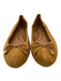Madewell Shoe Size 8.5 Tan Leather Upper Suede Bow Applique Pump Round Toe Flats Tan / 8.5