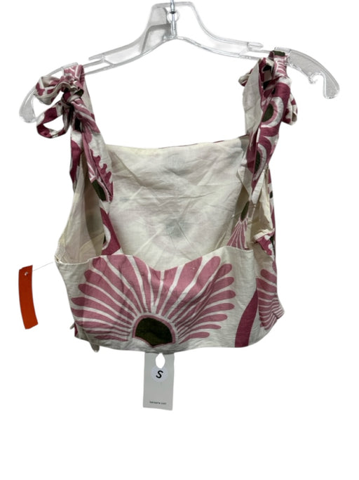 Benaar Size S Pink, Green & White Rayon & Nylon Sleeveless Shoulder Tie Pant Set Pink, Green & White / S