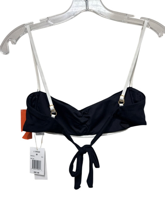 L Space Size M Black & White Nylon Ribbed Trim Detail High Rise Bikini Swimsuit Black & White / M