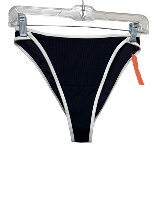 L Space Size M Black & White Nylon Ribbed Trim Detail High Rise Bikini Swimsuit Black & White / M