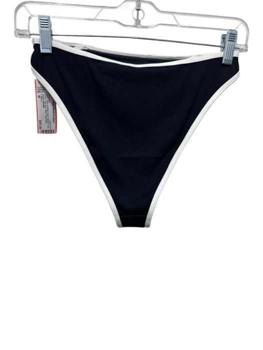 L Space Size M Black & White Nylon Ribbed Trim Detail High Rise Bikini Swimsuit Black & White / M