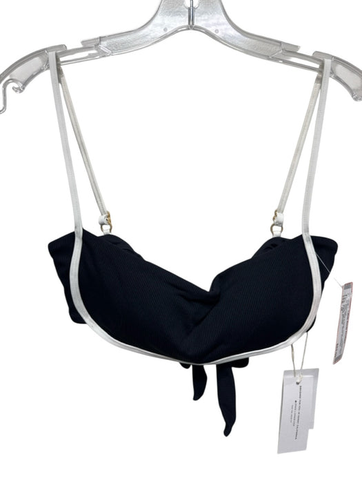 L Space Size M Black & White Nylon Ribbed Trim Detail High Rise Bikini Swimsuit Black & White / M