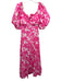Luminary Size L White & Pink Cotton Floral Short Puff Sleeve Open Back Dress White & Pink / L