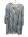 Roller Rabbit Size L White, Blue & Gray Cotton Botanical 3/4 Sleeve Dress White, Blue & Gray / L
