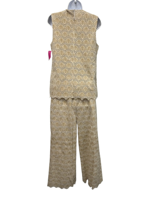 Hyacinth House Size S Tan & Cream Print Cotton Eyelet Shell Print Pants Set Tan & Cream Print / S