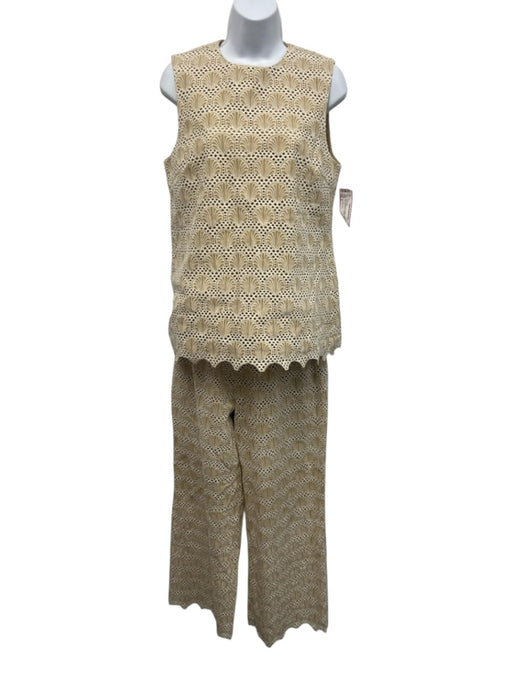 Hyacinth House Size S Tan & Cream Print Cotton Eyelet Shell Print Pants Set Tan & Cream Print / S