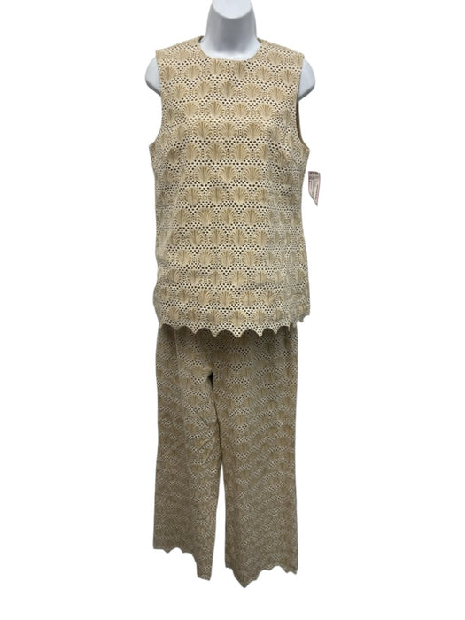 Hyacinth House Size S Tan & Cream Print Cotton Eyelet Shell Print Pants Set Tan & Cream Print / S