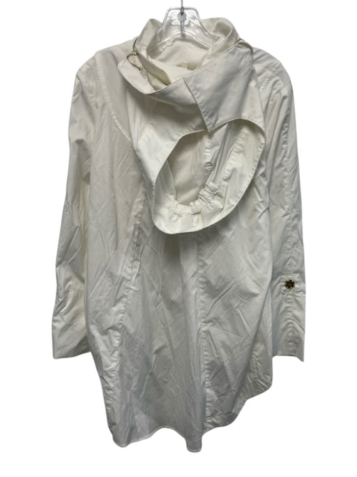Ciao Milano Size S White Cotton Snaps Long Sleeve Detachable Hood Jacket White / S