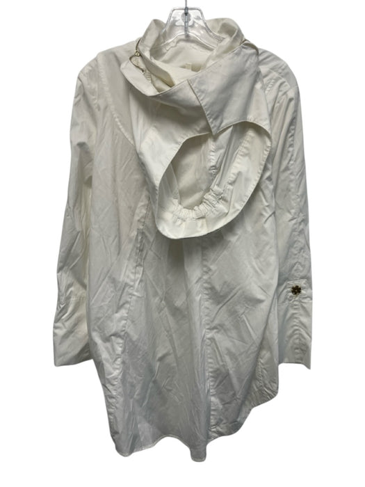 Ciao Milano Size S White Cotton Snaps Long Sleeve Detachable Hood Jacket White / S