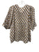 Marea Size S White, Blue, Olive Green Cotton Floral V Neck 3/4 Sleeve Top White, Blue, Olive Green / S