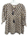 Marea Size S White, Blue, Olive Green Cotton Floral V Neck 3/4 Sleeve Top White, Blue, Olive Green / S