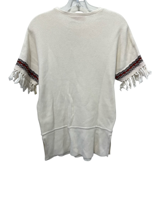Tory Burch Size XS Cream, Brown & Orange Cotton Knit Short Sleeve Tunic Top Cream, Brown & Orange / XS