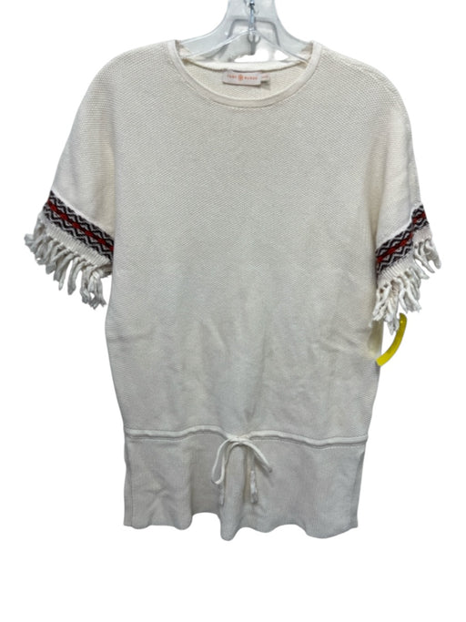 Tory Burch Size XS Cream, Brown & Orange Cotton Knit Short Sleeve Tunic Top Cream, Brown & Orange / XS