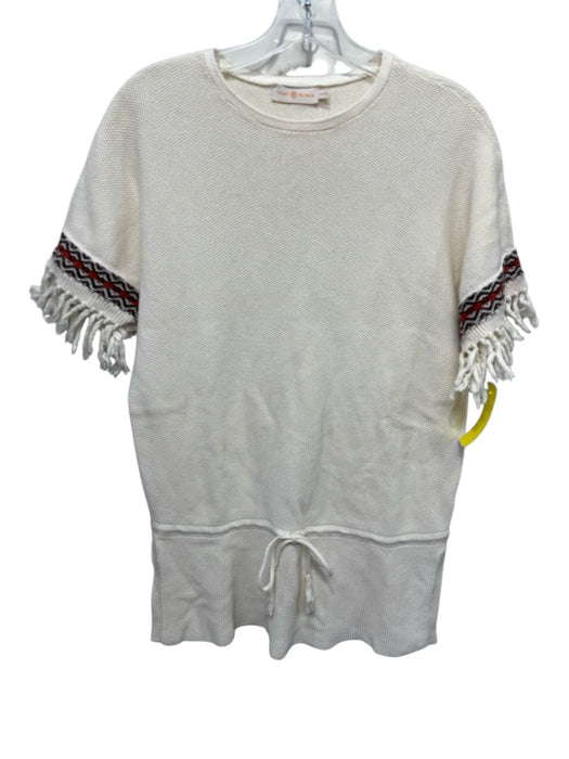Tory Burch Size XS Cream, Brown & Orange Cotton Knit Short Sleeve Tunic Top Cream, Brown & Orange / XS