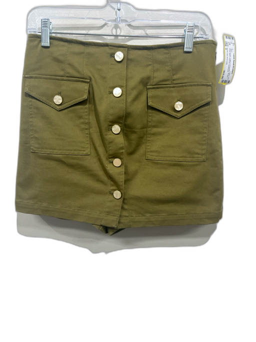 Derek Lam 10 Crosby Size 6 Olive Green Cotton & Polyester Button Front Skirt Olive Green / 6