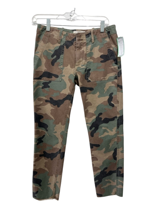 Nili Lotan Size 0 Brown, Black, Green Cotton Camo Mid Rise Frayed Pants Brown, Black, Green / 0